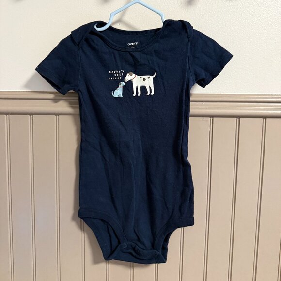 Carter's Short Sleeve Onesie | 24M | Navy Blue with Dog Graphic - Picture 1 of 2